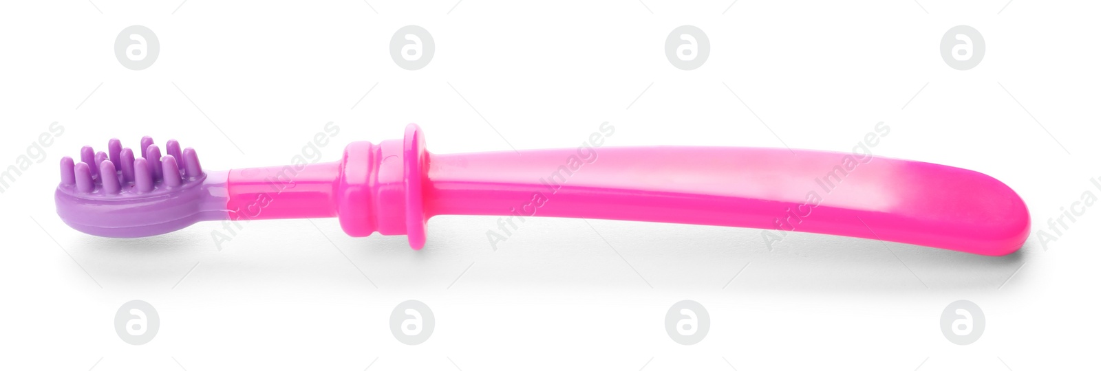 Photo of Manual toothbrush for child on white background. Dental care