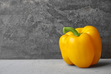 Raw ripe paprika pepper on grey table