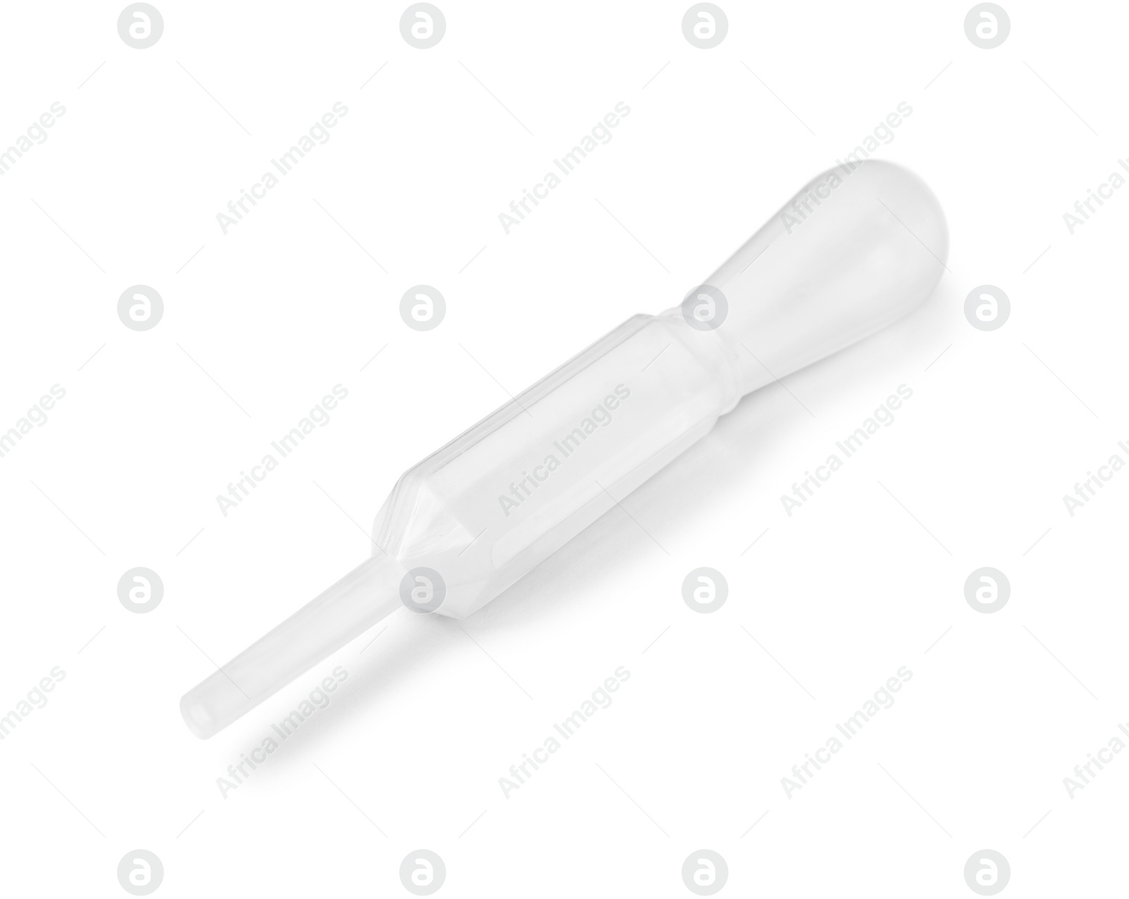 Photo of One clean transparent pipette isolated on white
