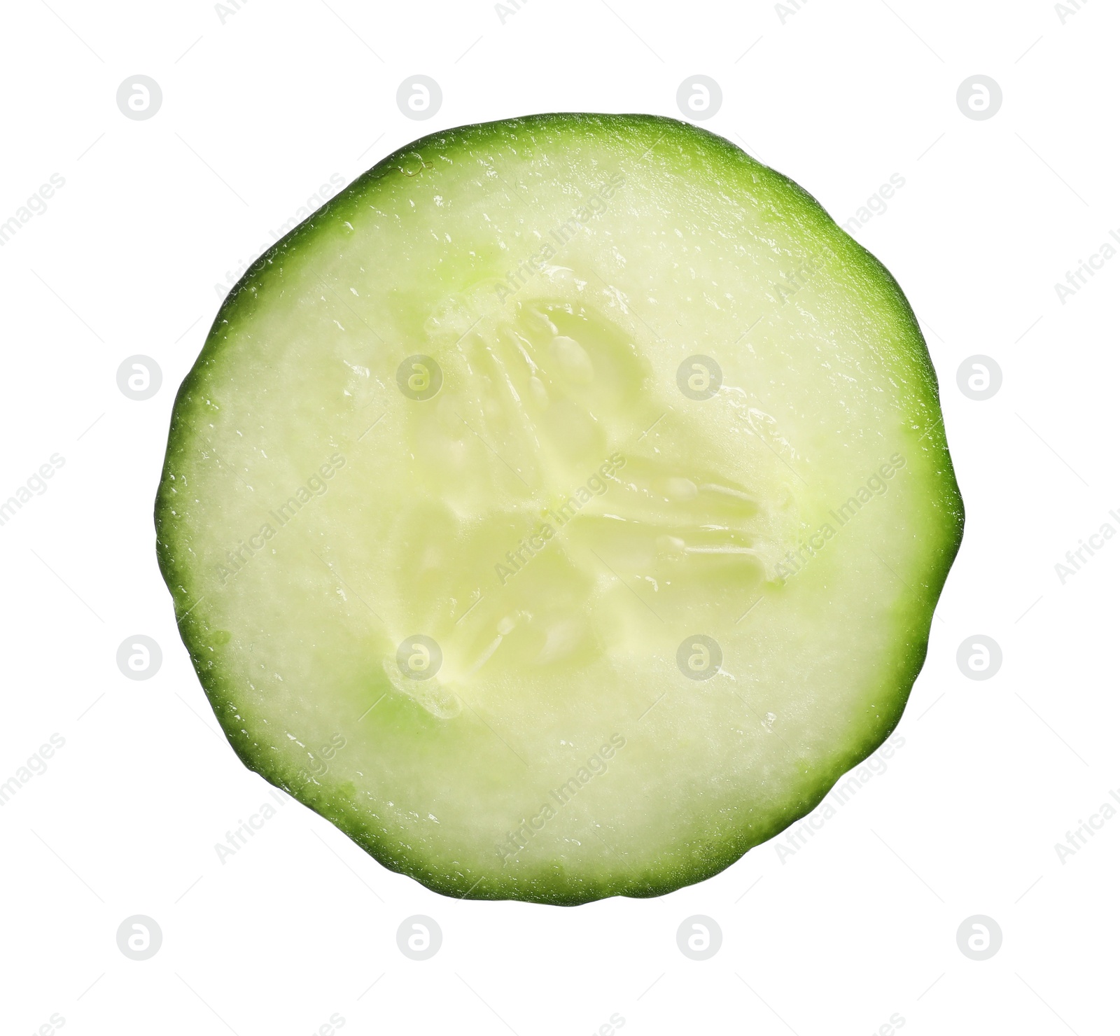 Photo of Slice of fresh cucumber isolated on white