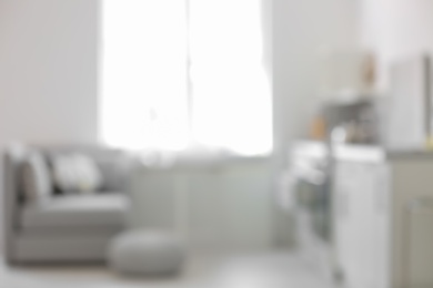 Blurred view of kitchen interior setting. Idea for home design