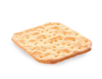 Photo of Crispy cracker isolated on white. Delicious snack