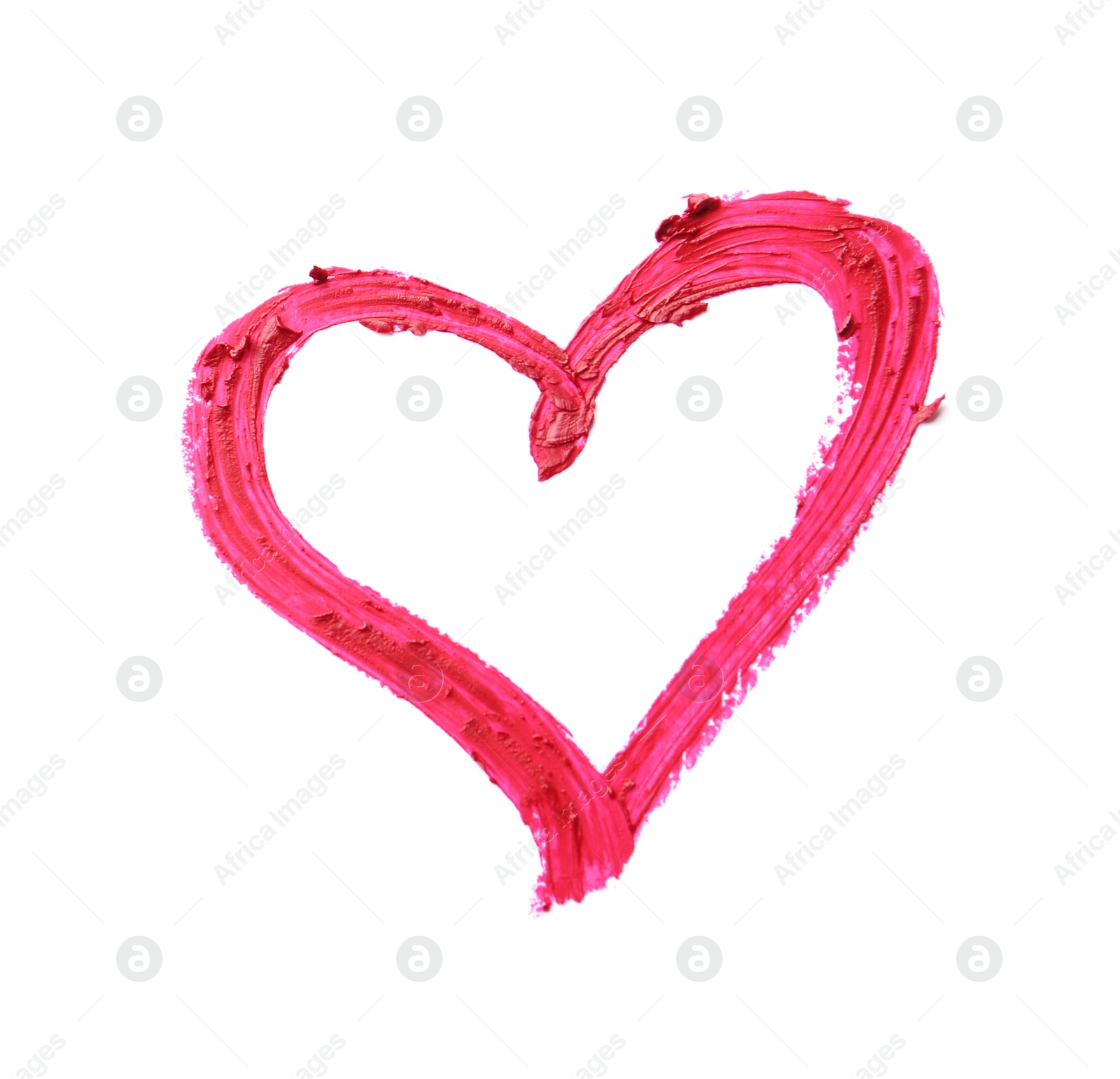 Photo of Heart drawn with red lipstick on white paper, top view