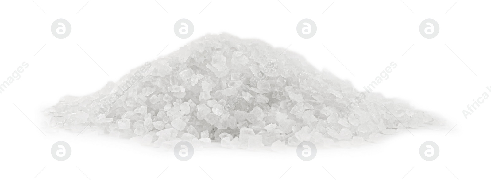 Photo of Heap of natural salt isolated on white