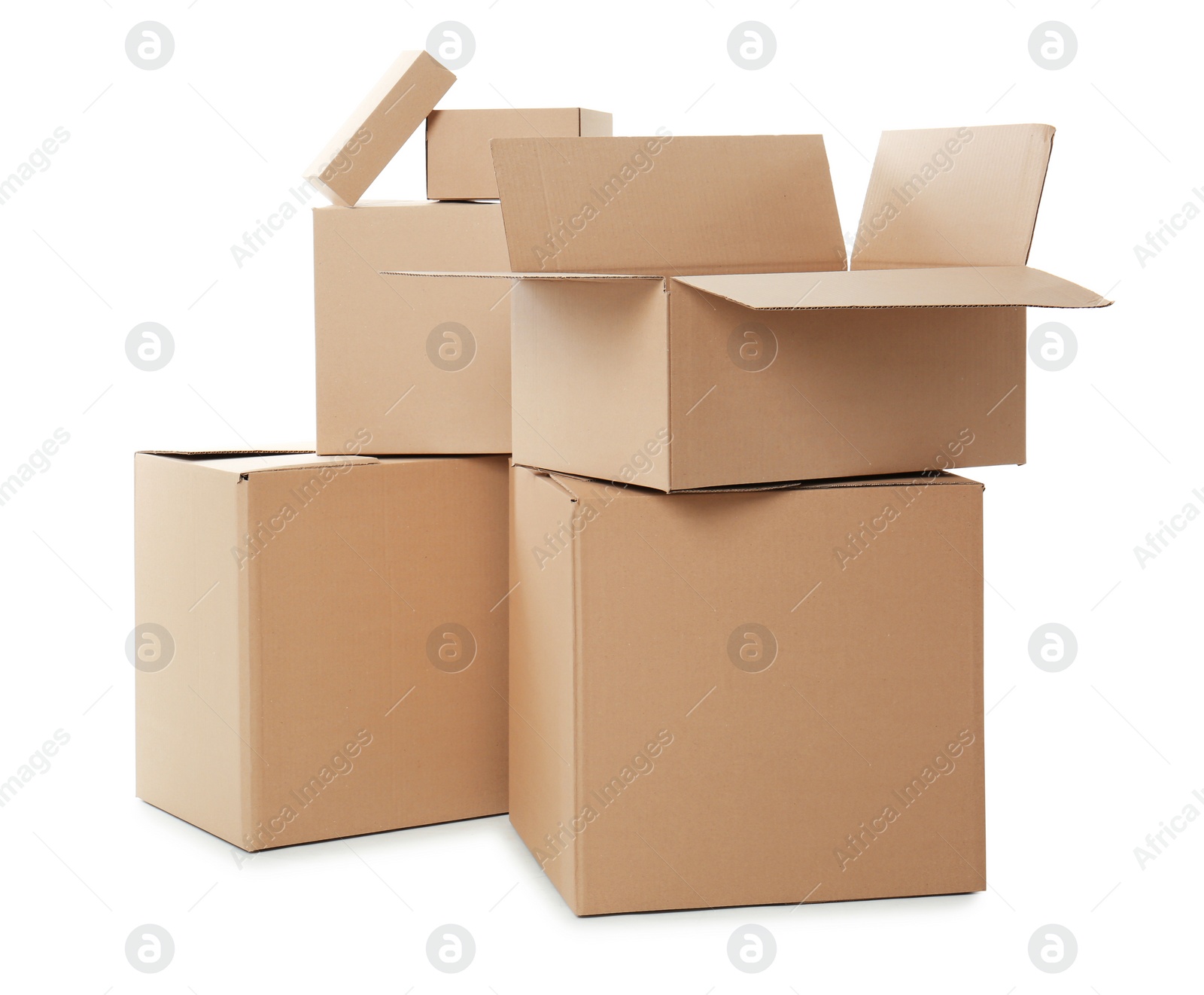 Photo of Cardboard boxes on white background