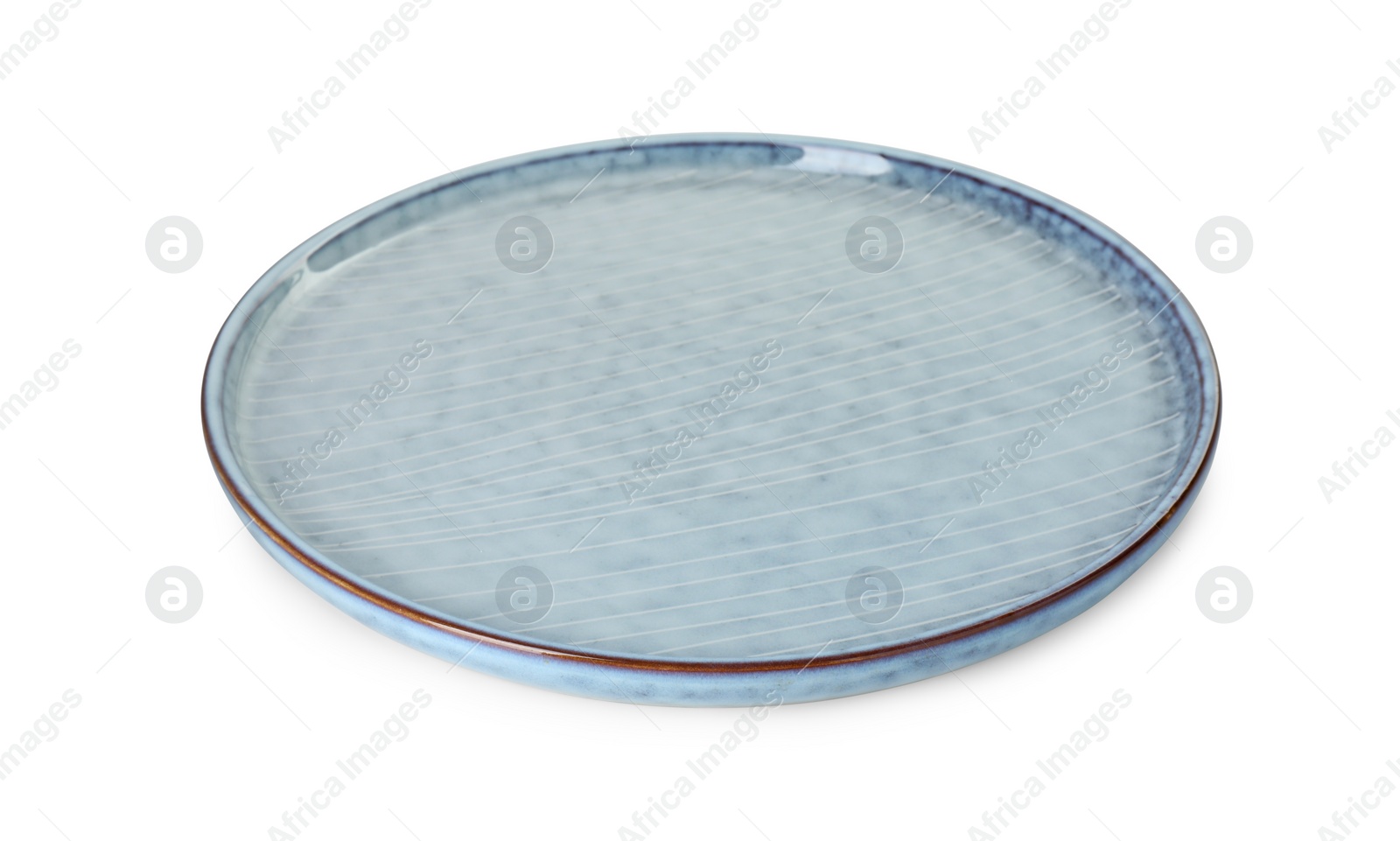 Photo of One beautiful ceramic plate isolated on white