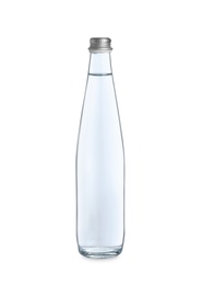 Glass bottle with soda water isolated on white