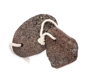 Photo of Pumice stones on white background, top view. Pedicure tool