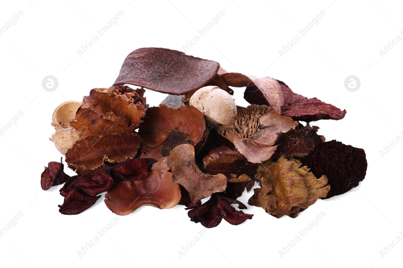 Photo of Pile of scented potpourri on white background