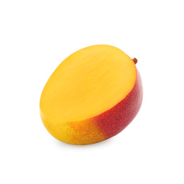 Cut ripe mango isolated on white. Exotic fruit