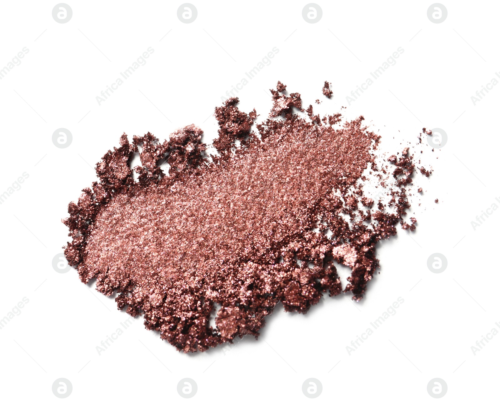 Photo of Crushed eye shadow on white background, top view. Professional makeup product