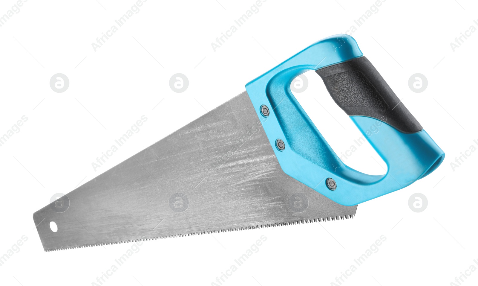 Photo of One saw with color hand isolated on white