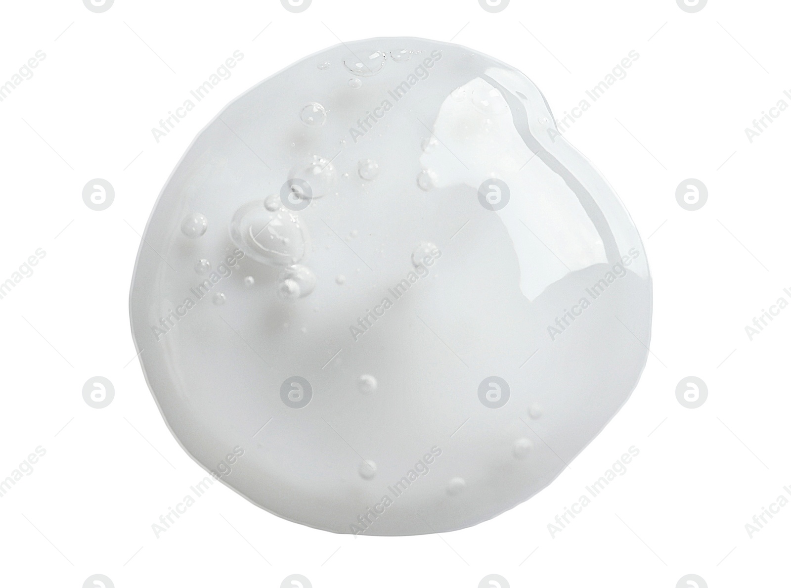 Photo of Sample of transparent cosmetic gel isolated on white, top view