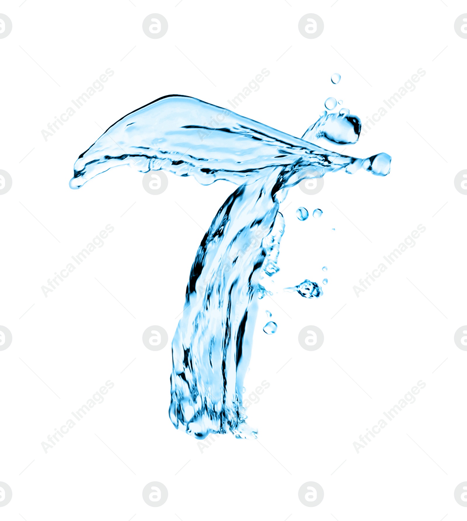 Illustration of Number seven made of water on white background