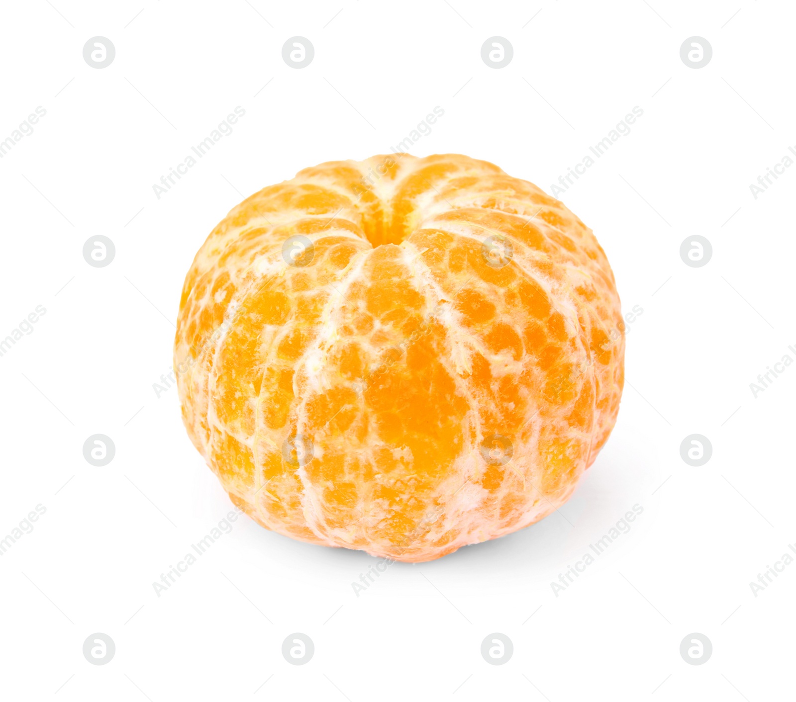 Photo of Peeled fresh juicy tangerine isolated on white