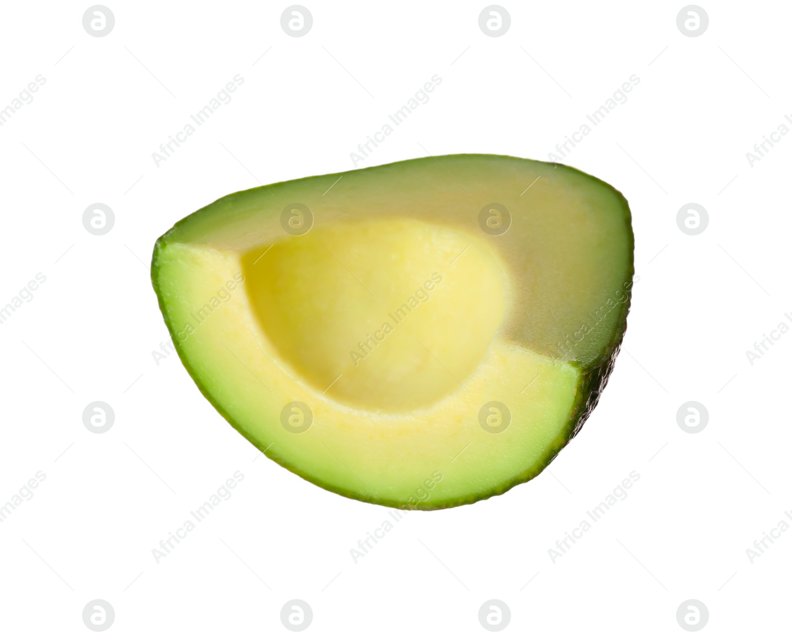 Photo of Slice of ripe avocado isolated on white