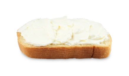 Bread with cream cheese isolated on white