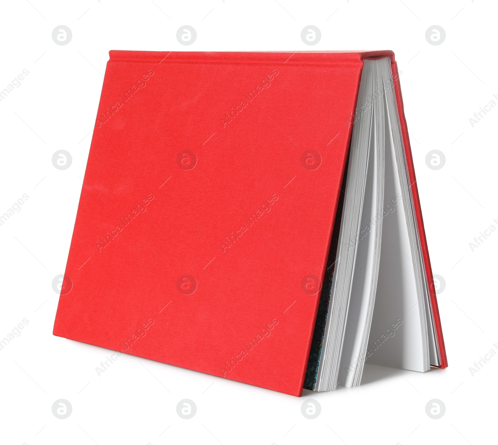 Photo of Book with red cover on white background