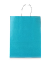 Photo of Mockup of paper shopping bag on white background