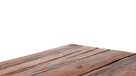 Empty brown wooden table isolated on white