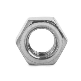 Photo of One metal hex nut on white background
