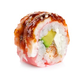 Delicious fresh sushi roll isolated on white