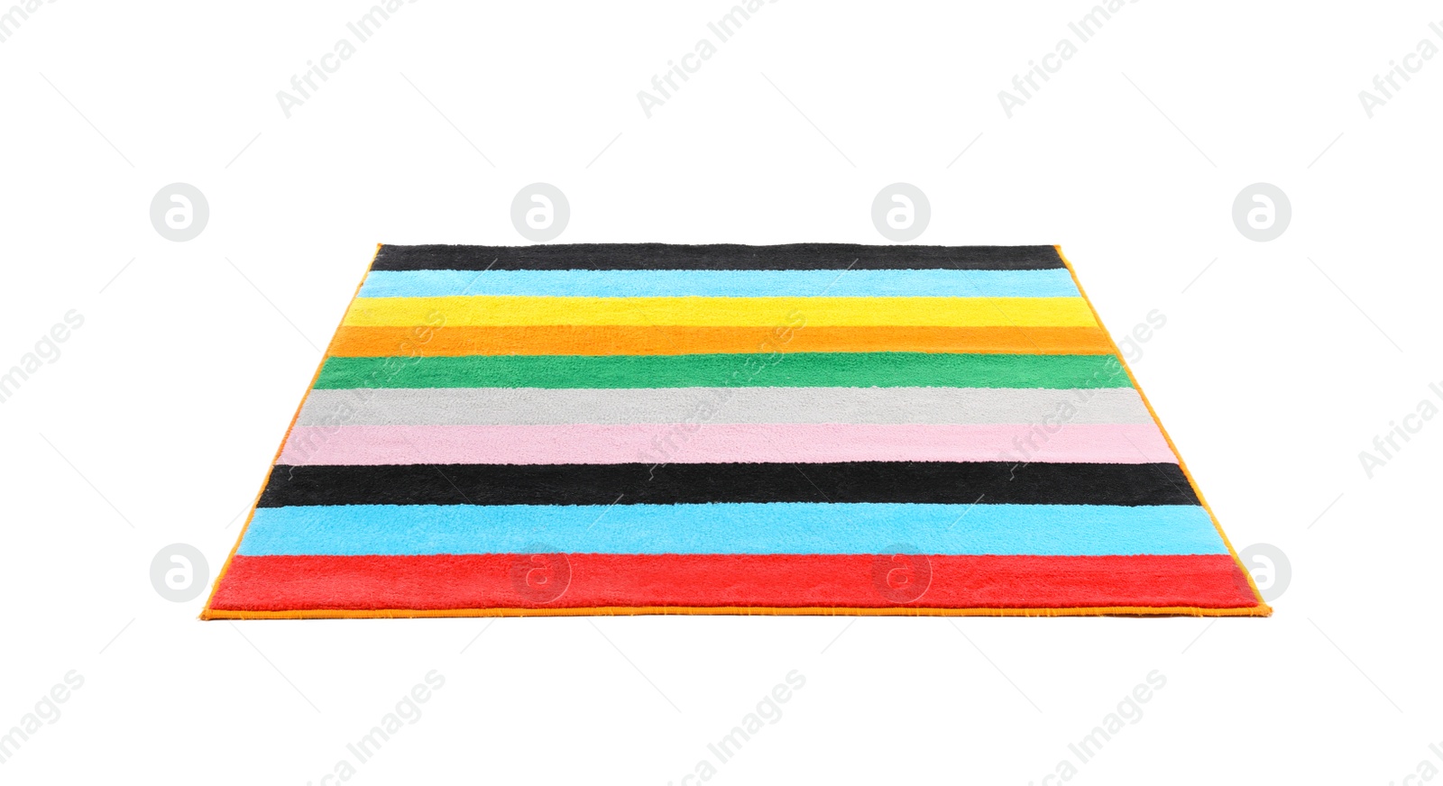 Photo of Striped carpet on white background. Interior element