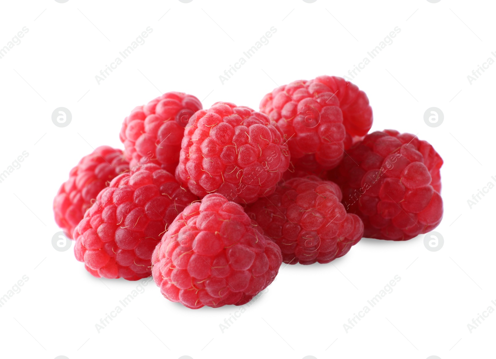 Photo of Delicious sweet ripe raspberries isolated on white