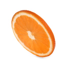 Photo of Slice of ripe orange isolated on white