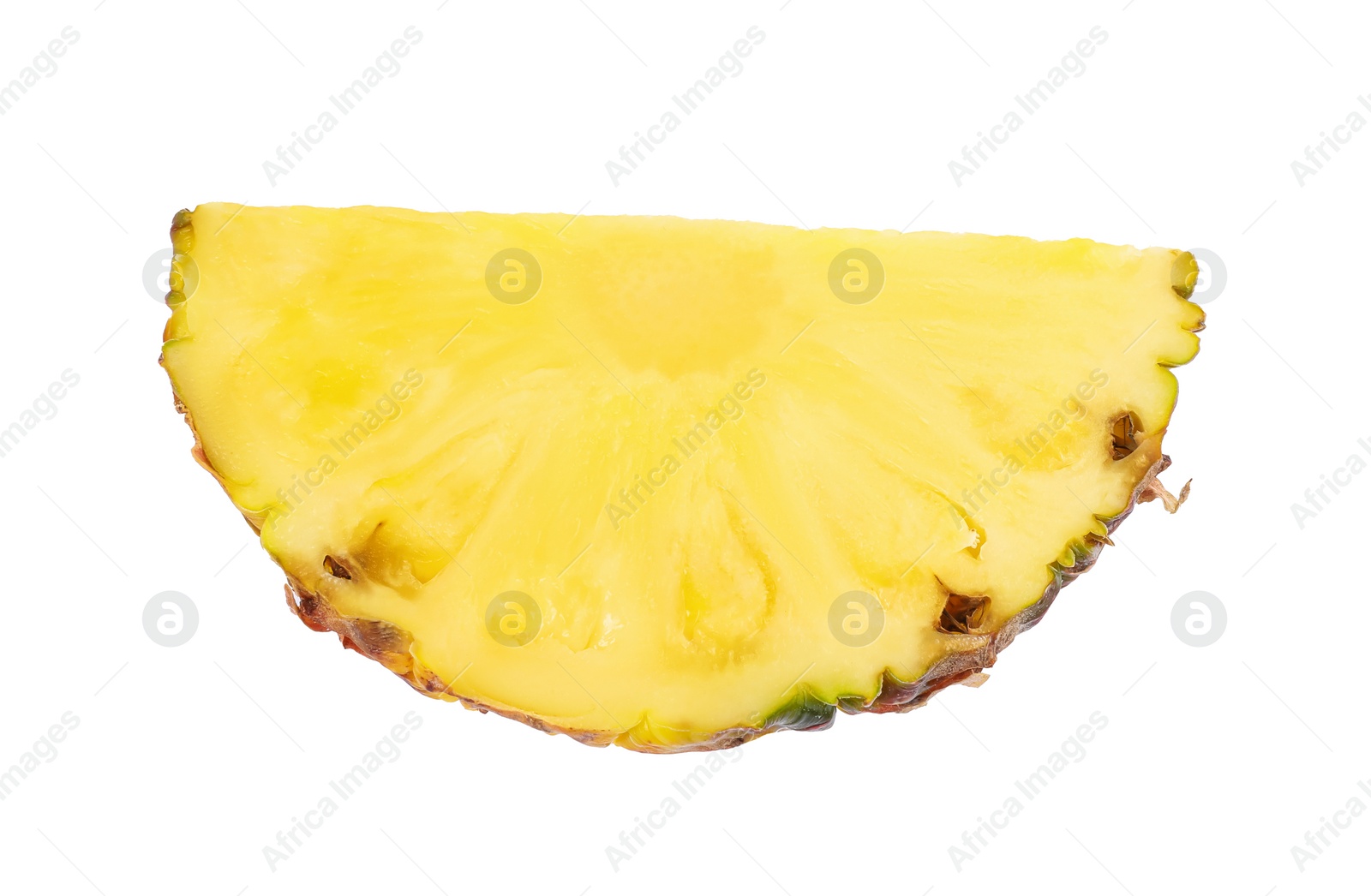 Photo of Slice of tasty ripe pineapple isolated on white