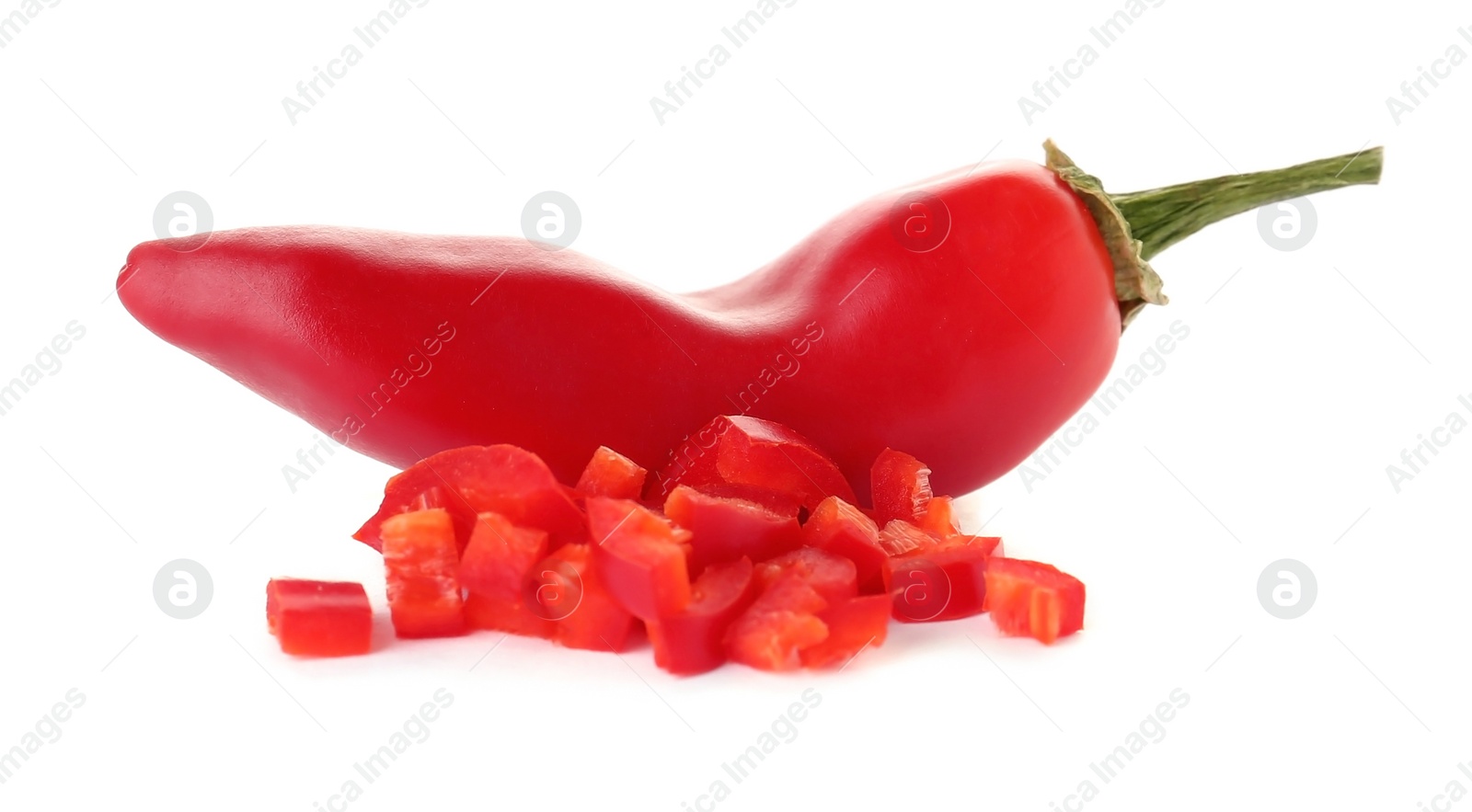 Photo of Ripe hot chili pepper on white background