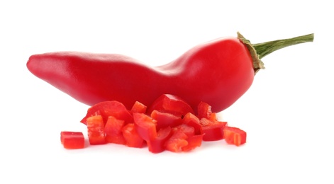 Ripe hot chili pepper on white background