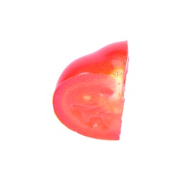 Photo of Cut red cherry tomato on white background