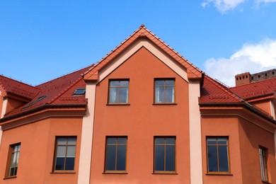 Photo of Beautiful view of modern house against blue sky