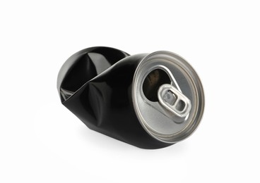 Black crumpled can with ring isolated on white