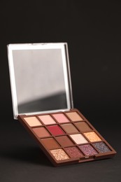Colorful eyeshadow palette on black background. Cosmetic product