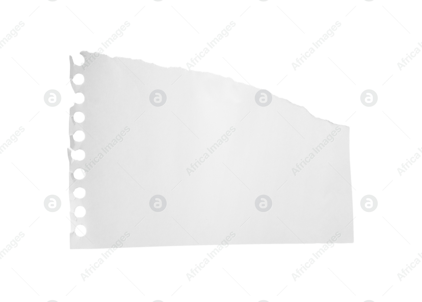 Photo of Piece of blank notebook paper isolated on white. Space for design