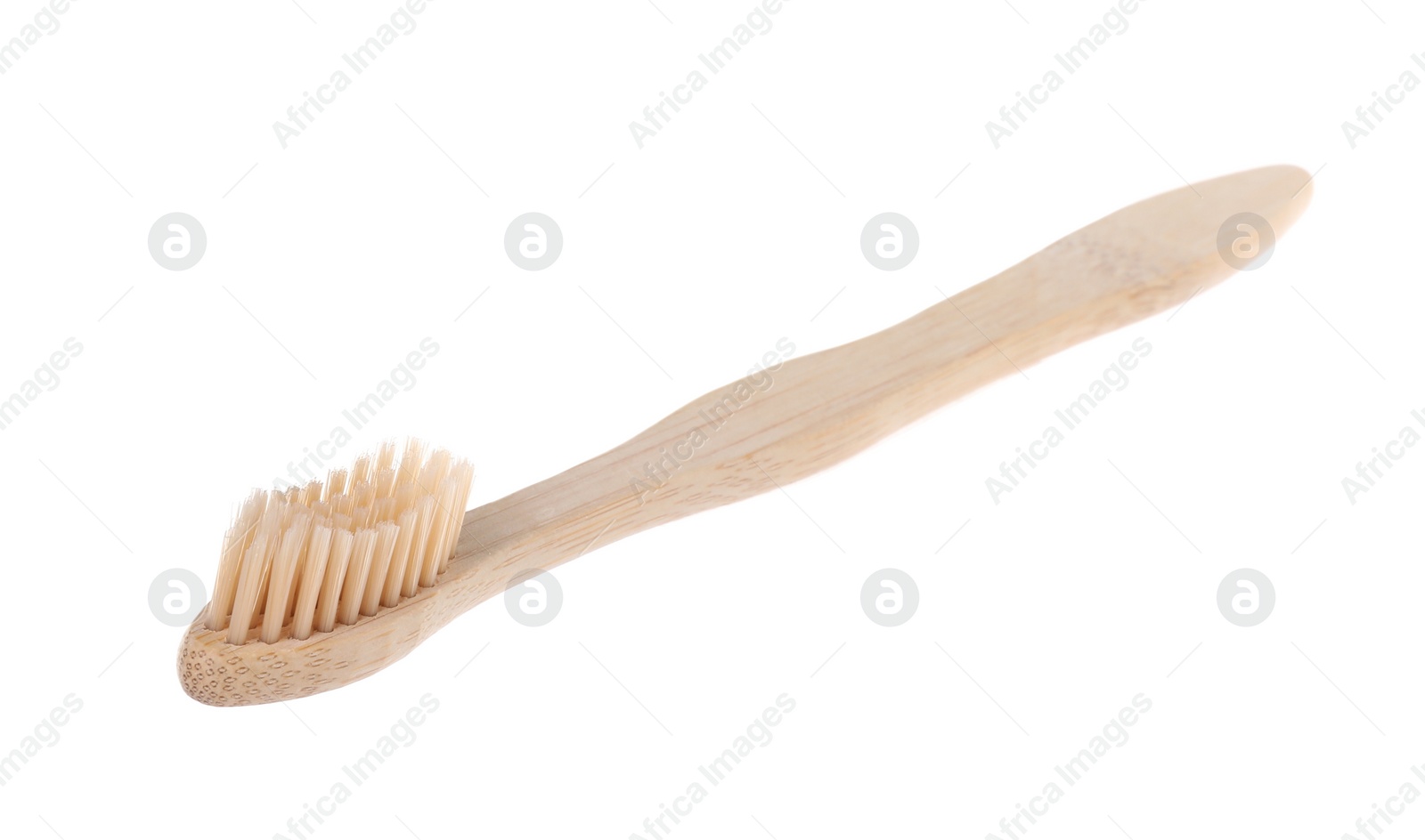 Photo of One bamboo toothbrush isolated on white. Eco friendly product