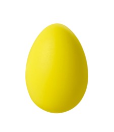 Photo of One yellow Easter egg isolated on white