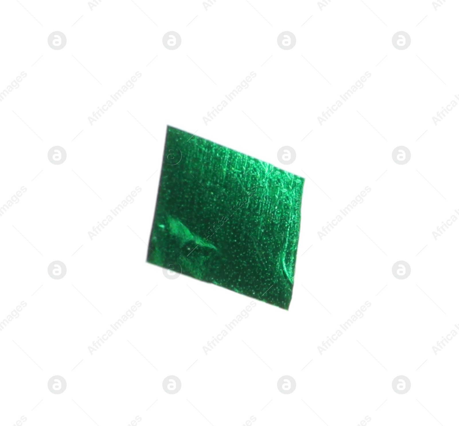 Photo of Piece of green confetti isolated on white