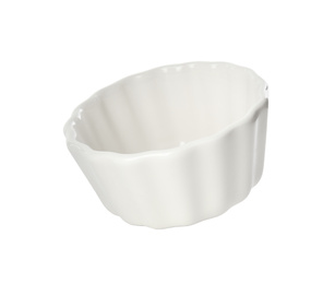 Clean empty ceramic ramekin isolated on white