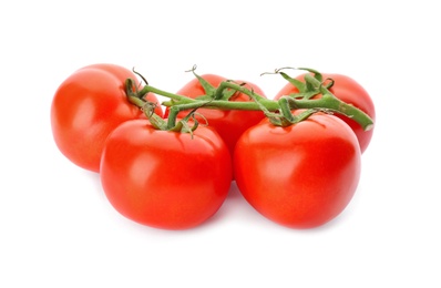 Photo of Fresh ripe tomatoes on white background