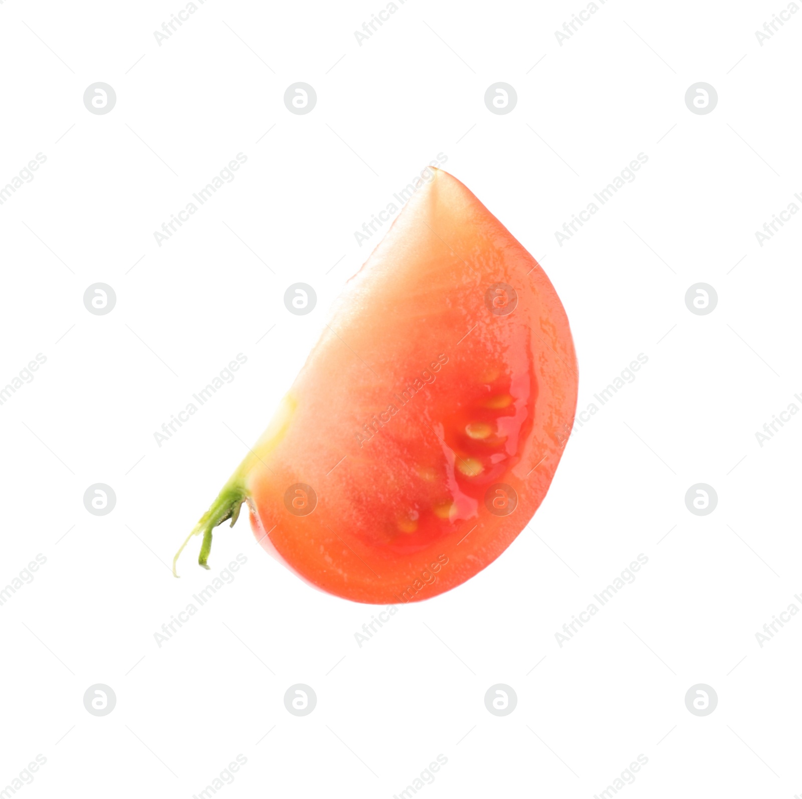 Photo of Slice of fresh tomato isolated on white