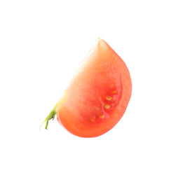 Photo of Slice of fresh tomato isolated on white