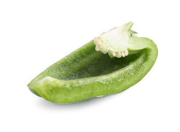 Photo of Cut green bell pepper isolated on white