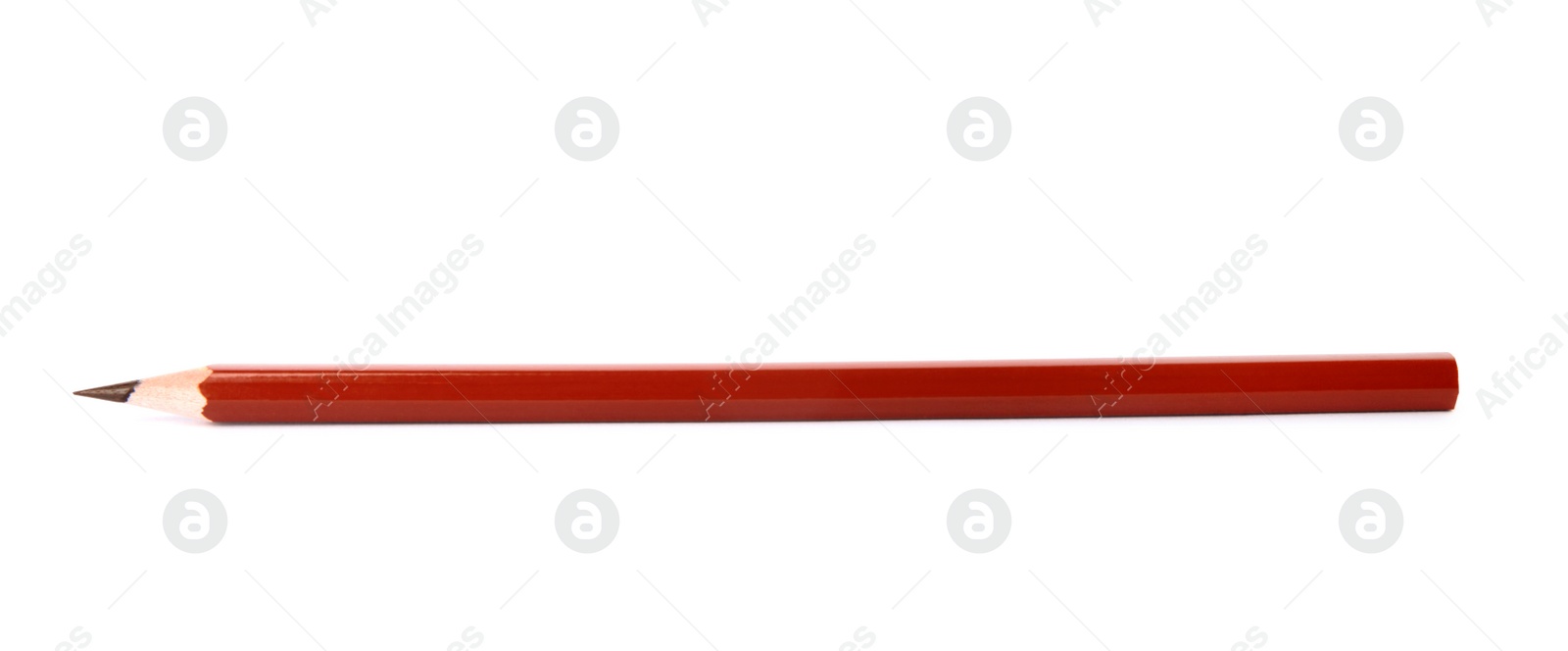 Photo of Brown wooden pencil on white background. School stationery