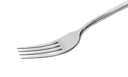 Photo of One shiny metal fork isolated on white