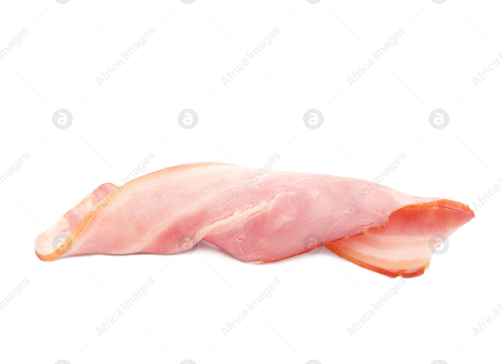 Image of Fresh raw bacon slice on white background