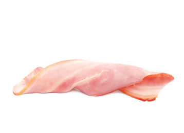 Image of Fresh raw bacon slice on white background