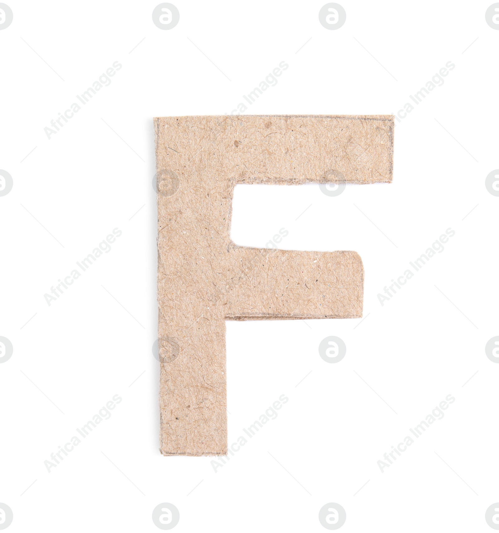 Photo of Letter F made of cardboard isolated on white
